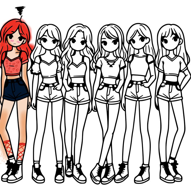 a group of girls wearing crop tops and shorts