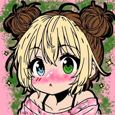 a manga girl with messy small buns