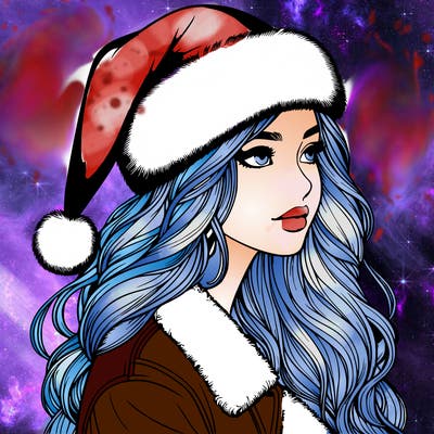 realistic girl in santa hat