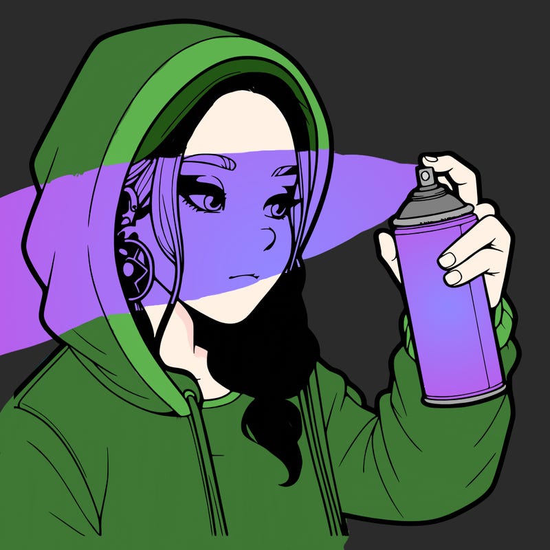 a realistic girl, spray painting