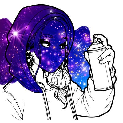 a realistic girl, spray painting