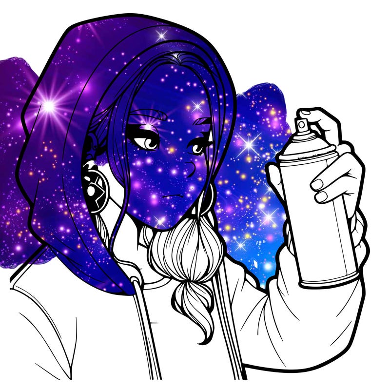 a realistic girl, spray painting