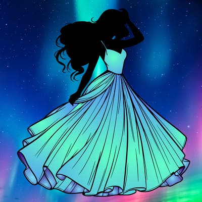 realistic woman with dress flowing in the wind