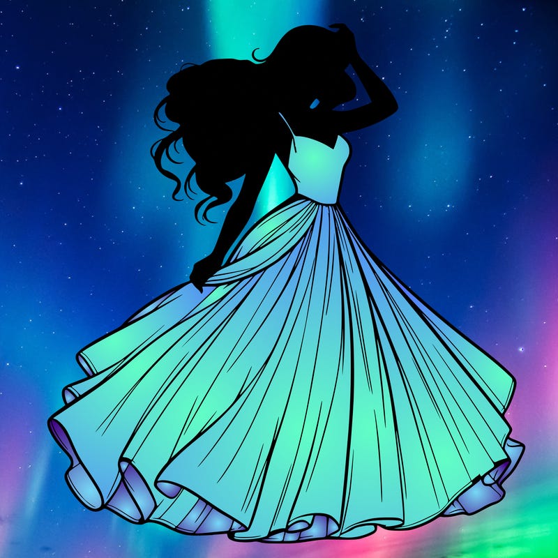 realistic woman with dress flowing in the wind