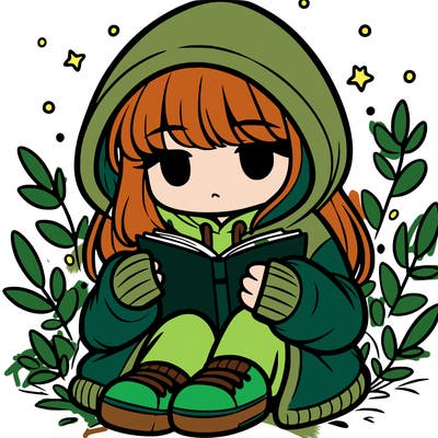 girl in oversized hoodie reading a book