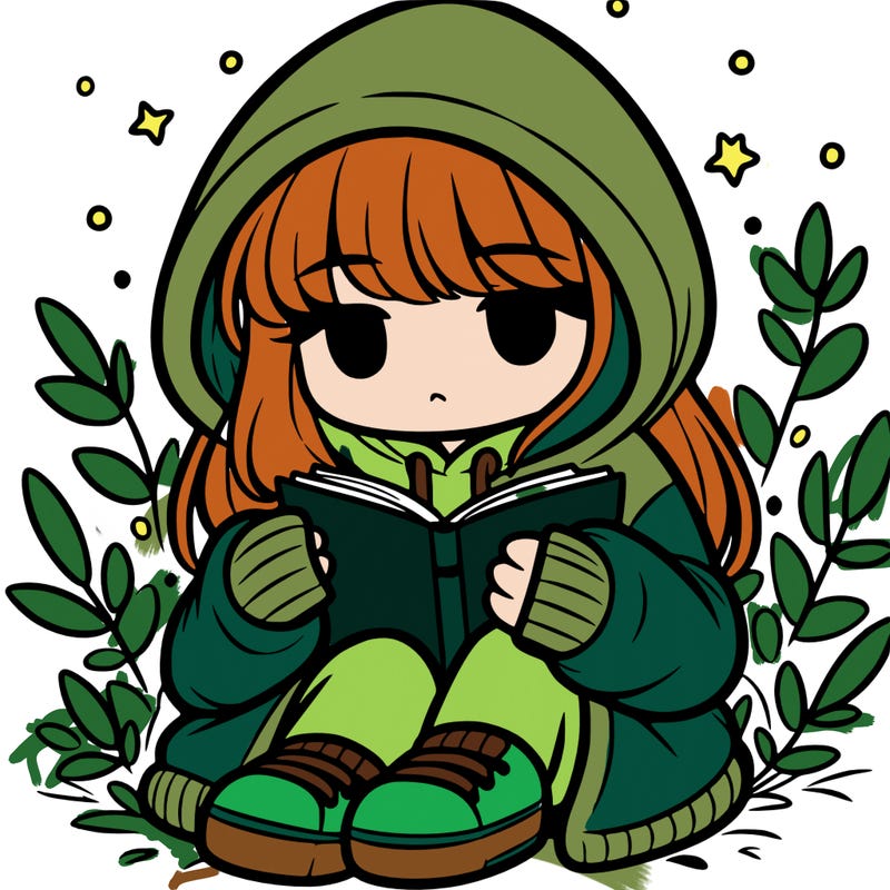 girl in oversized hoodie reading a book