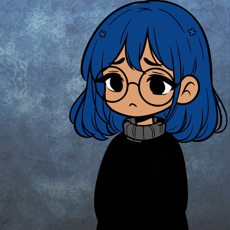 sad girl with glasses in a sweater