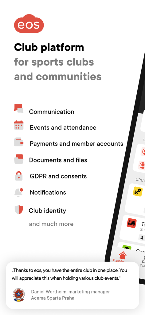 EOS for clubs and communities - Feature list of EOS club management platform for sports clubs and communities