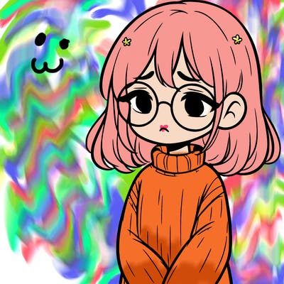 sad girl with glasses in a sweater