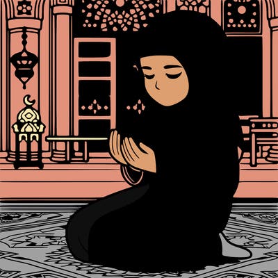 realistic islamic girl  praying in mosque