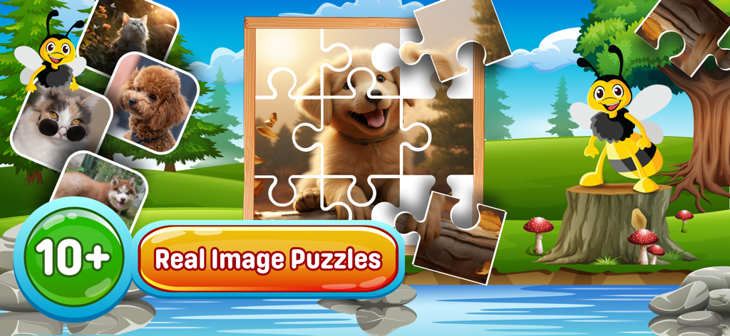 Jigsaw : Kids Puzzle Games - Juego de rompecabezas de rompecabezas para niños pequeños con fotos de animales reales y actividades educativas.