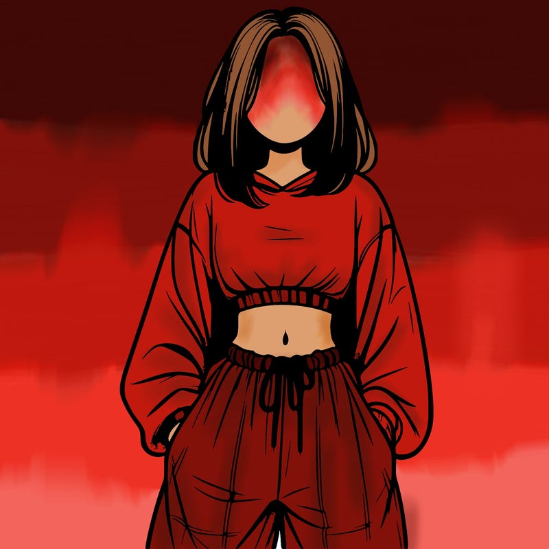 realistic girl faceless with baggy pants and a crop top