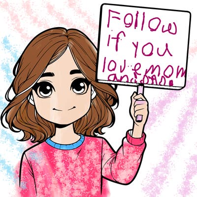 realistic girl holding up a sign