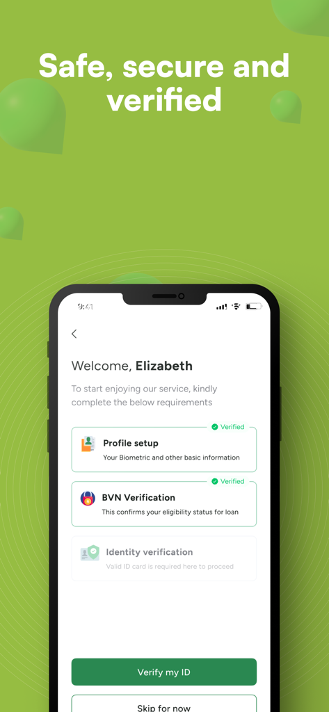 SeedFi - SeedFi app screen displaying user profile and identity verification requirements