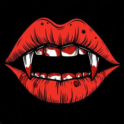 lips with vampire teeth