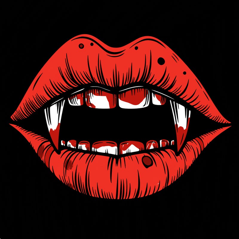 lips with vampire teeth