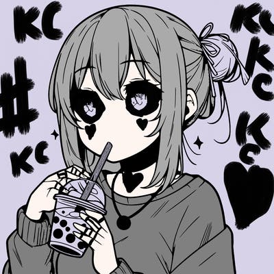 manga character drinking boba
