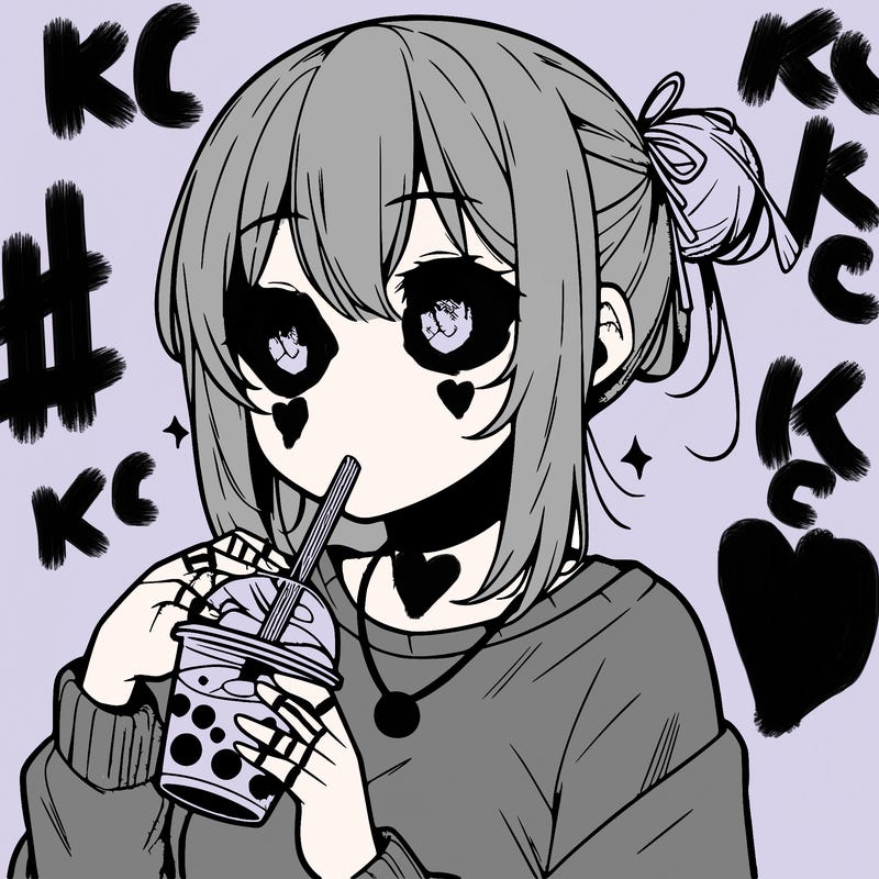 manga character drinking boba