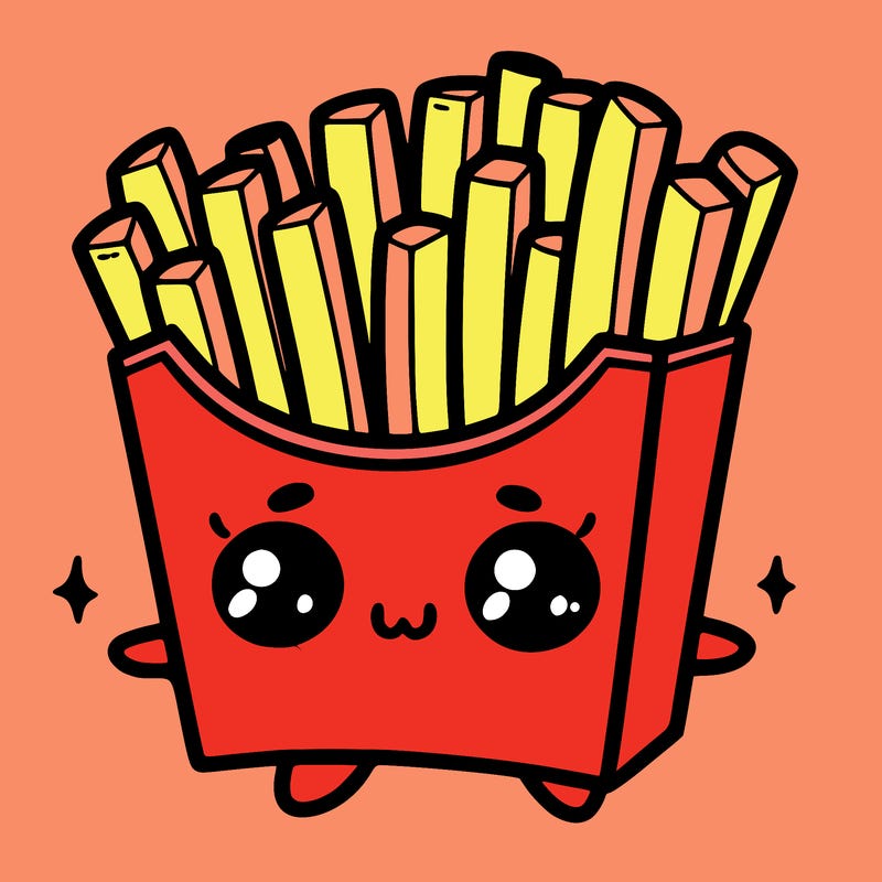a cute. french fries