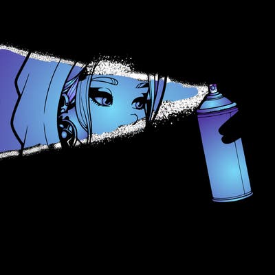 a realistic girl, spray painting