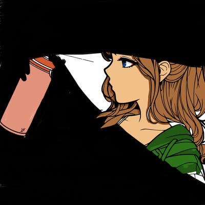 a realistic girl spray, painting