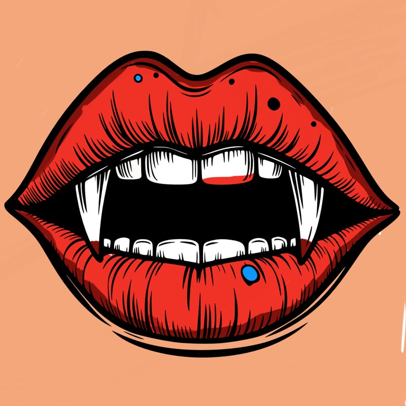 lips with vampire teeth