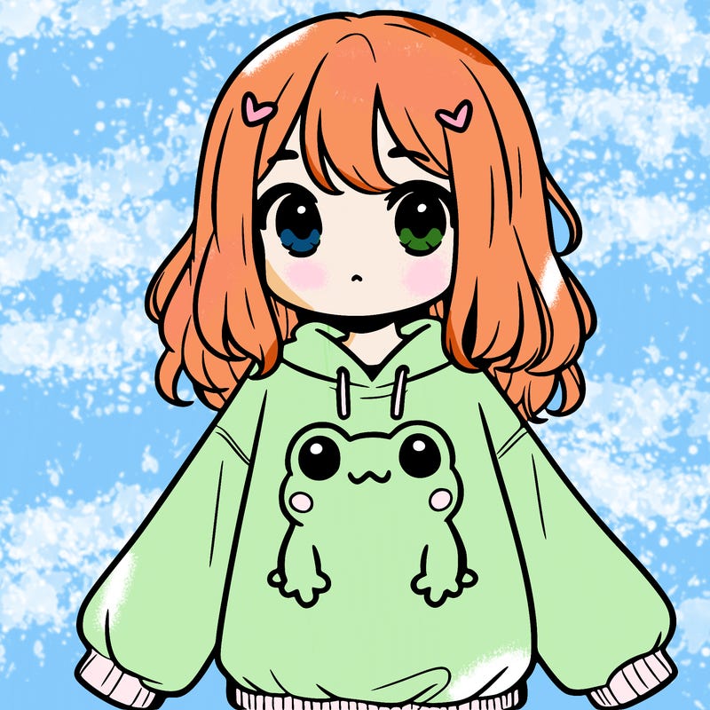 girl wearing frogging sweatshirt