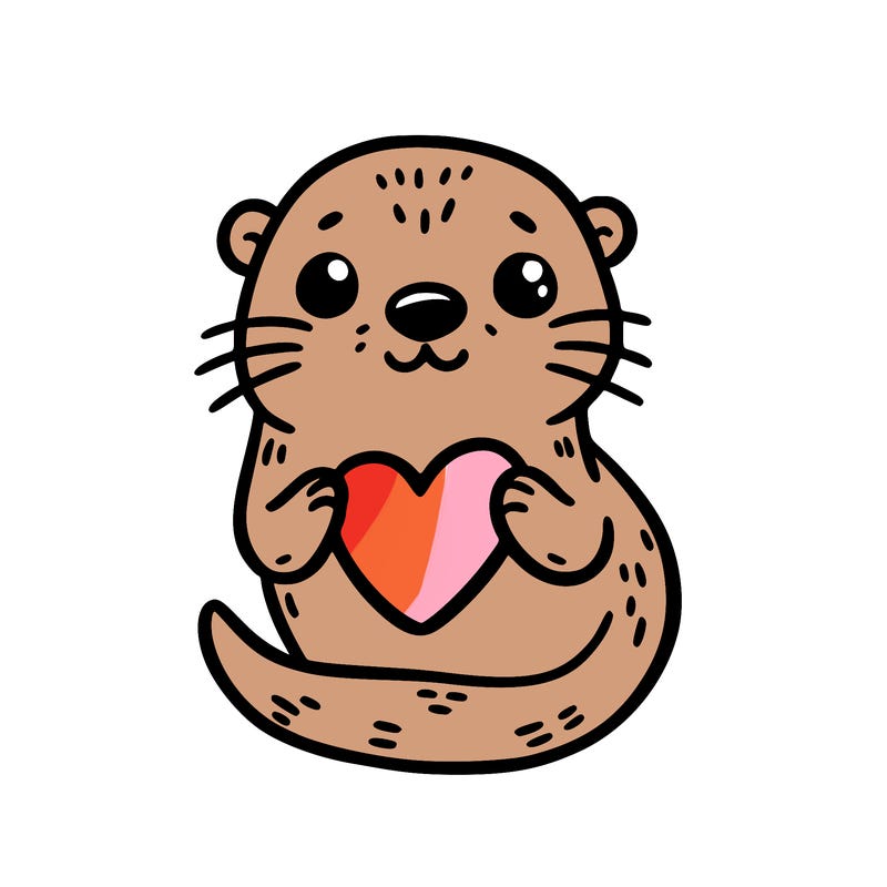 otter with a heart