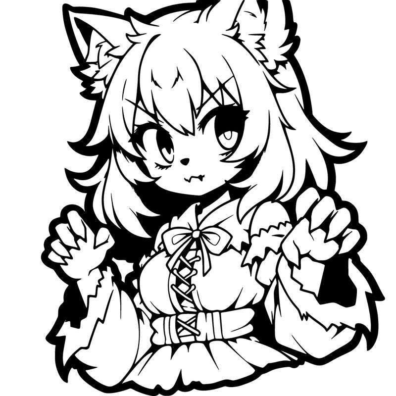 scary wolf anime girl
