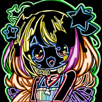 cute anime girl with star accessories