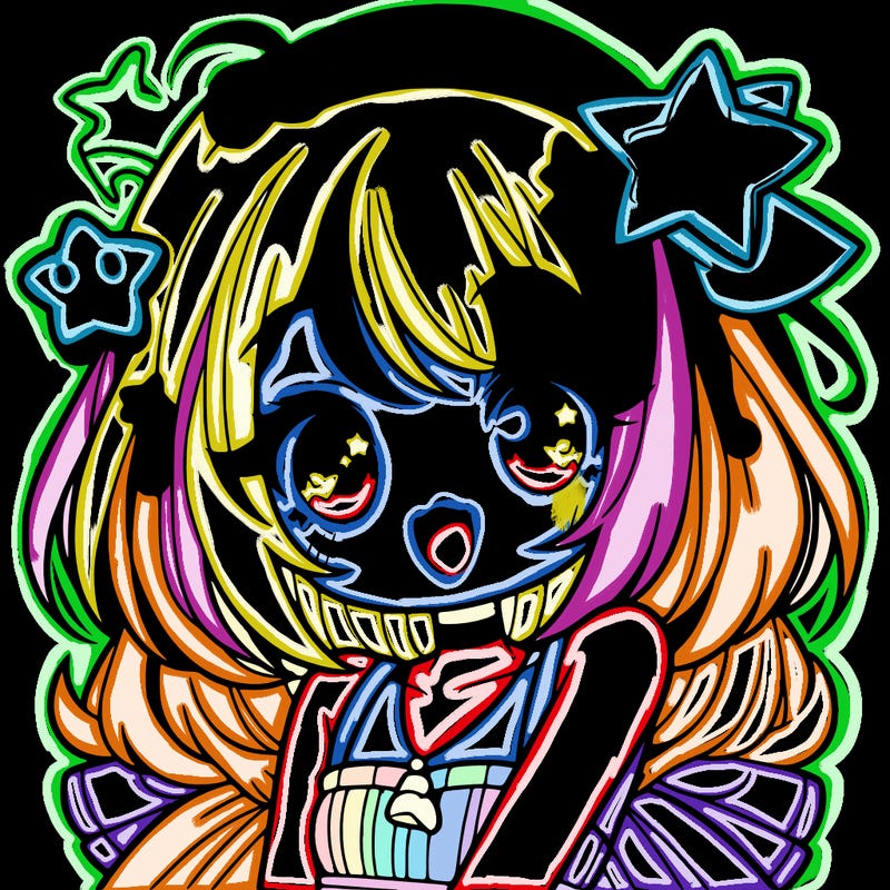 cute anime girl with star accessories