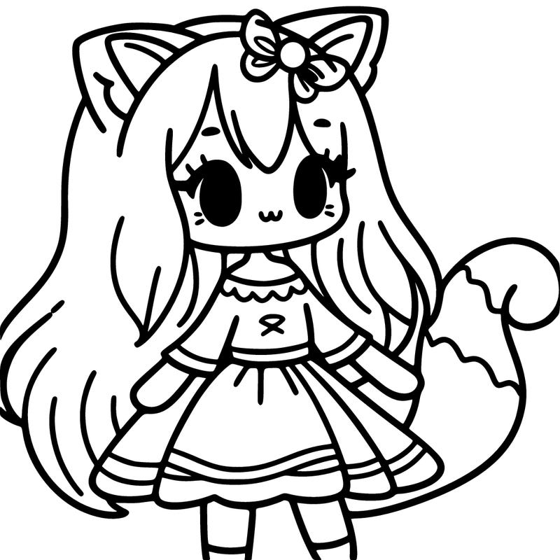 girl with cat ears and tail