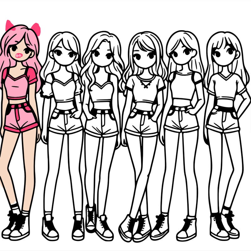 a group of girls wearing crop tops and shorts