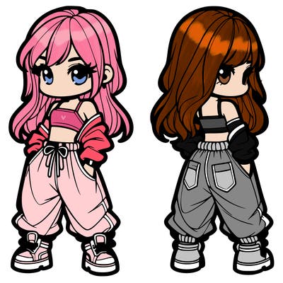 girl in crop top and baggy pants