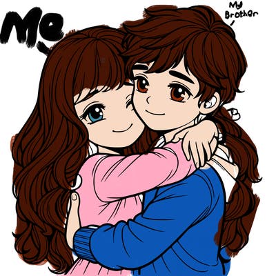 realistic girl and boy hugging
