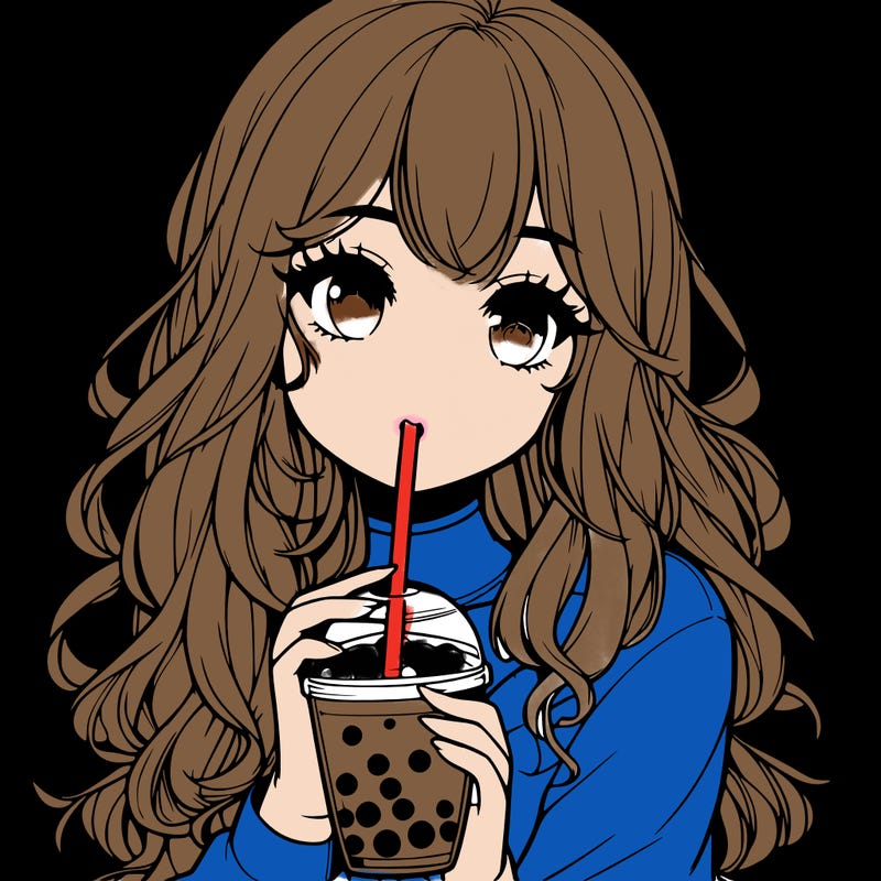 realistic girl drink a boba