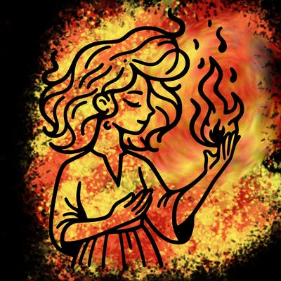 woman with fire