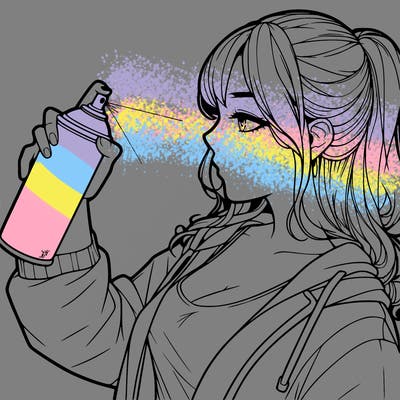 a realistic girl spray, painting