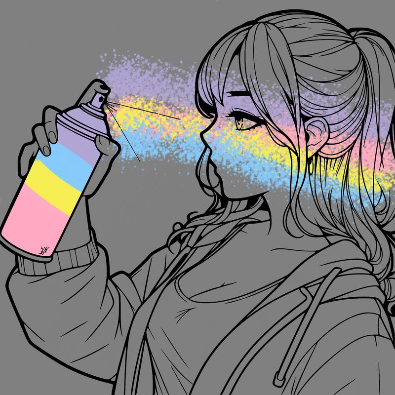 a realistic girl spray, painting