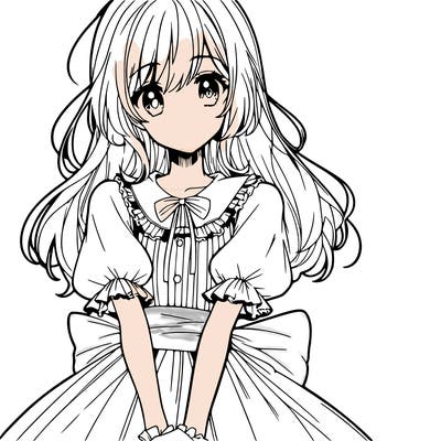 anime girl in a dress smiling