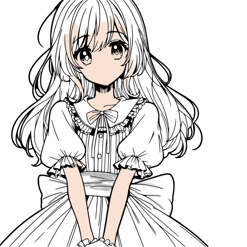 anime girl in a dress smiling