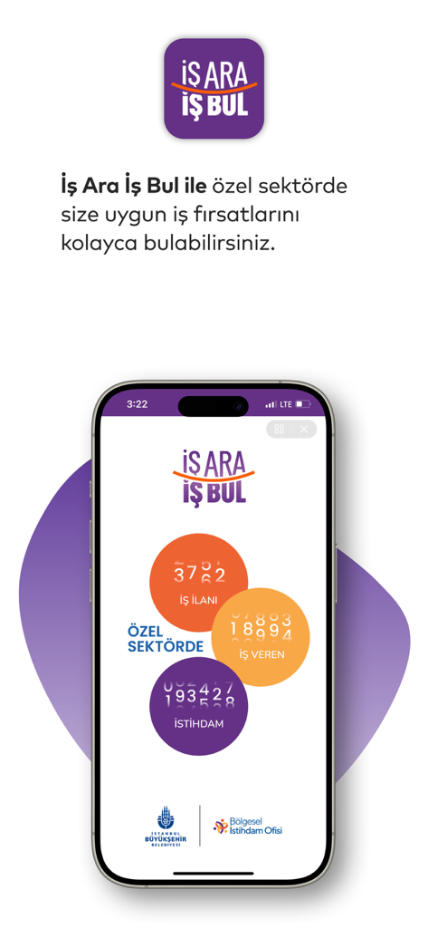 İstanbul Senin - Die Jobsuche-Oberfläche der Istanbul Senin App mit Statistiken zur Beschäftigung.