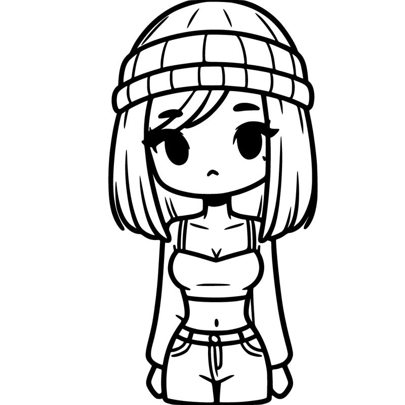 girl in crop top and a beanie