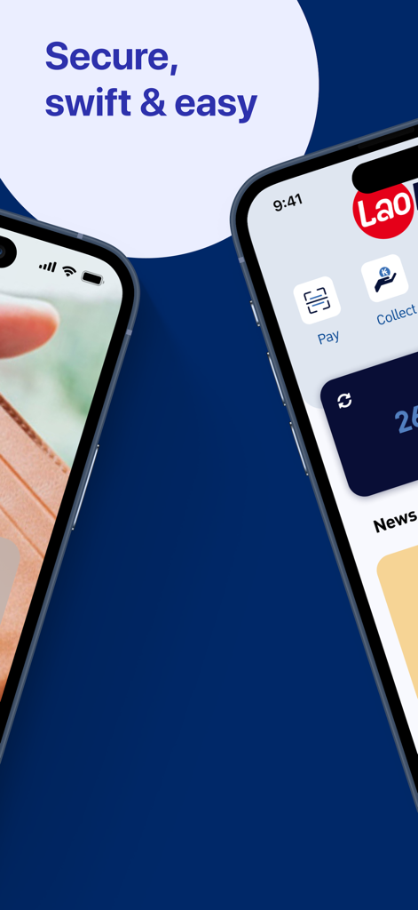 LaoPay app display highlighting secure and easy mobile banking features on iPhone.