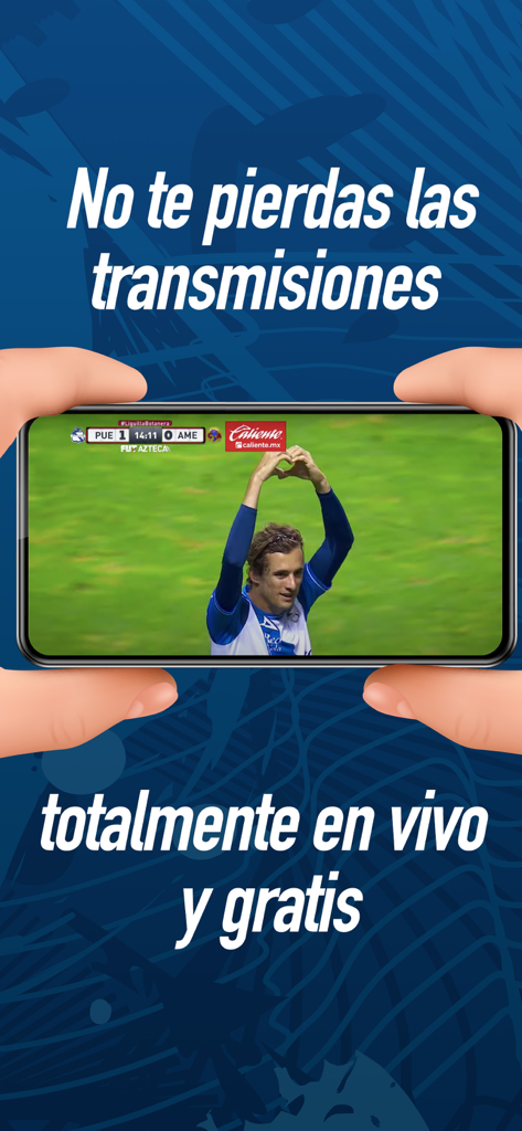 Azteca Deportes : EN VIVO - A person holding a smartphone watching a live soccer match on the Azteca Deportes app