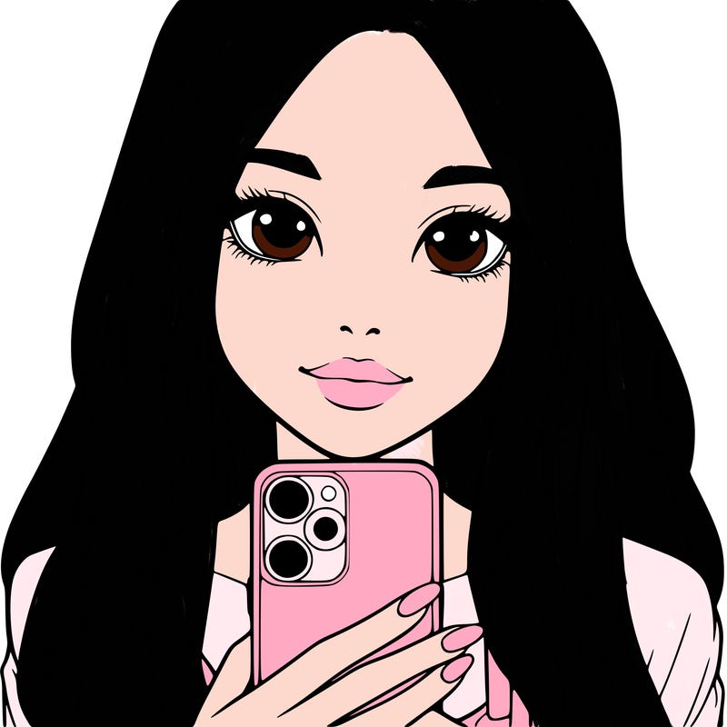 realistic girl with a phone