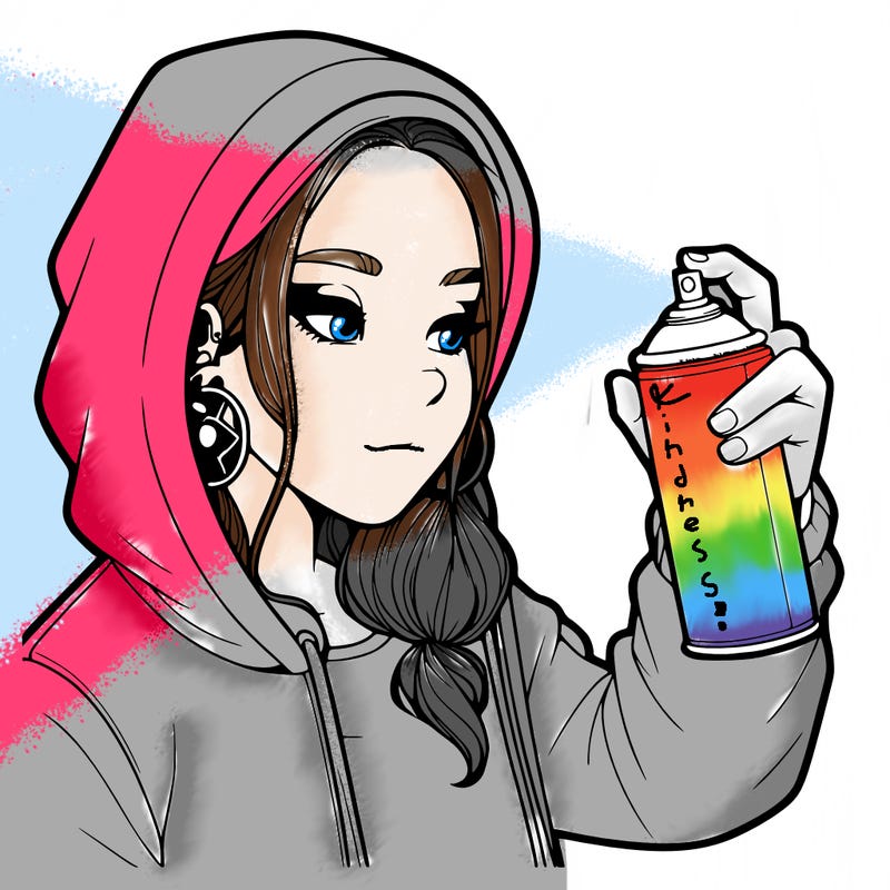 a realistic girl, spray painting