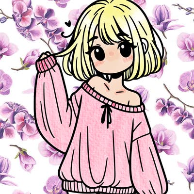 girl in baggy sweater hanging off her shoulder