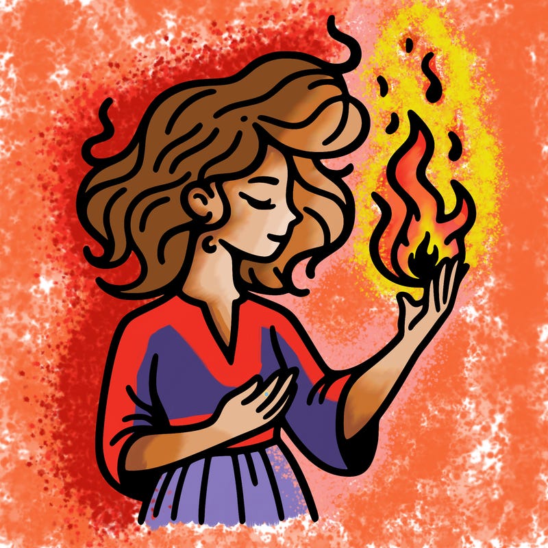 woman with fire