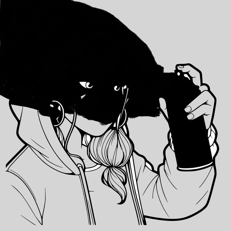 a realistic girl, spray painting